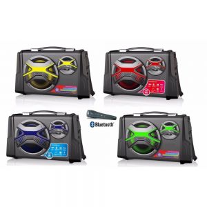 PORTABLE SPEAKER WITH KARAOKE BLUETOOTH USB SD RADIO SPEAKERS COLORS MICROFONO GTBT2