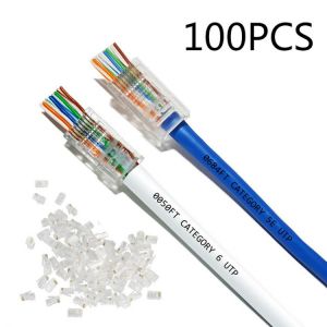 50 יחידות/100 יחידות CAT5E CAT6 תקע EZ RJ45 כבל רשת מודולרי חיבורי מחבר מודולרי 8P8C מחשב