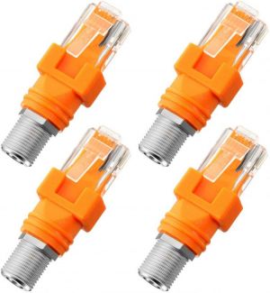 מוצרים ברמה אחרת  להיט להיט  RF to RJ45 Converter Adapter F Female to RJ45 Male Coaxial Barrel Coupler Adapter Connector Coax Straight Connector ()