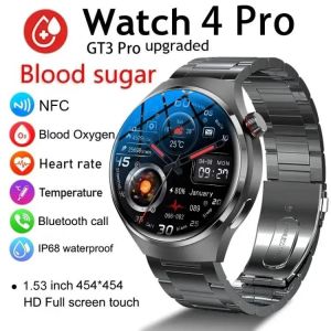 מוצרים ברמה אחרת  חם המוצר  New GPS Smart Watch Men For Huawei GT4 Pro 360*360 HD Screen Heart rate Bluetooth Call NFC IP68Waterproof Blood Sugar Smartwatch