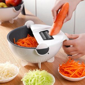 מוצרים ברמה אחרת  להיט להיט  Magic Multifunctional Rotate Vegetable Cutter With Drain Basket Kitchen Veggie Fruit Shredder Grater Slicer Drop Shipping