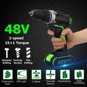    Cordless drill Waterproof Workshop 48V Brushless Hammer Impact Rechargeable