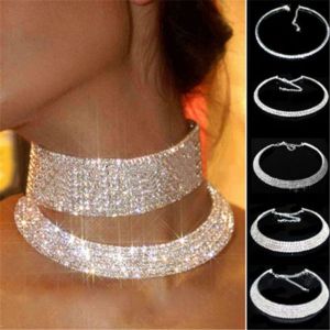 מוצרים ברמה אחרת  חם המוצר  Women Rhinestone Crystal Diamond Choker Collar Bridal Wedding Necklace Jewelry